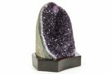 Deep Purple Amethyst Geode With Wood Base - Uruguay #371775-1